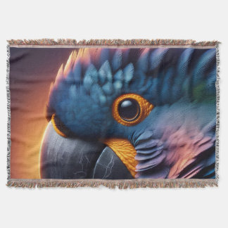 Brant Gaze: Makro Porträtt av en färgglad papegoja Filt