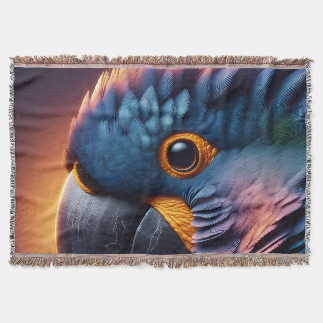 Brant Gaze: Makro Porträtt av en färgglad papegoja Filt (Framsidan)