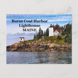 Bränt Jacka Harbour Lighthouse, Maine Postcard Vykort