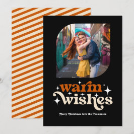 Bränt orange & champagne retro julfoto julkort