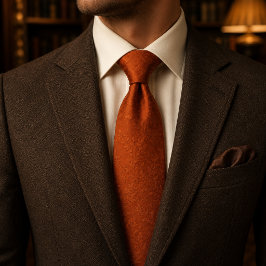 Bränt Orange Damask Lyx Terrakotta Blommig Slips
