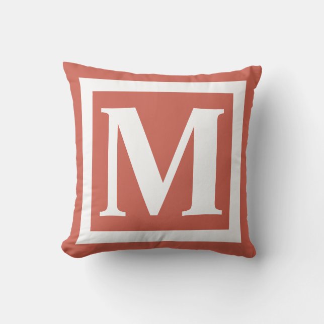 Bränt Orange Fet Initial Monogram Bokstav Kudde (Framsida)