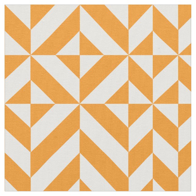 Bränt orange geometriskt Deco kubmönster Tyg (Närbild)