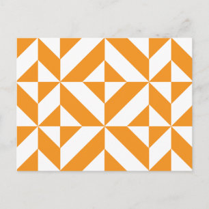 Bränt orange geometriskt Deco kubmönster Vykort