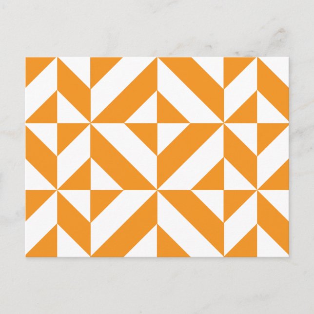 Bränt orange geometriskt Deco kubmönster Vykort (Framsida)