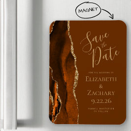 Bränt Orange Guld Agat Brun Spara Datum Magnet
