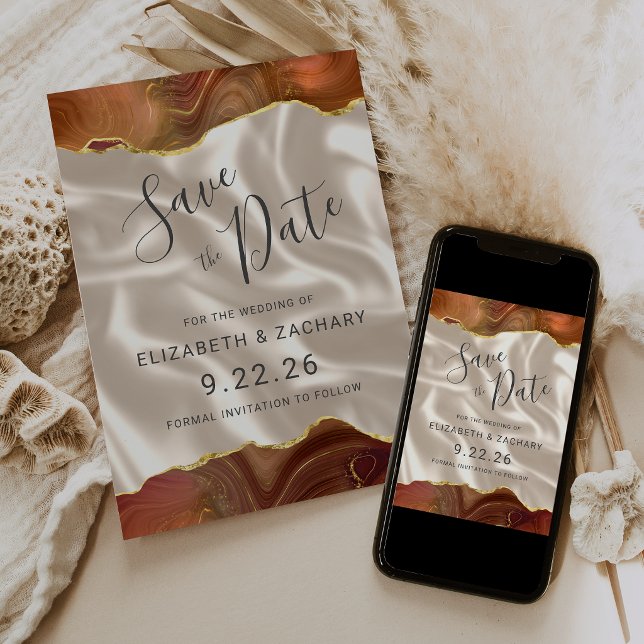 Bränt Orange Guld Agat Elfenben Silke Spara Datume Datumet (Skapare uppladdad)