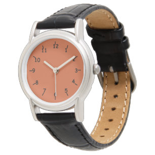 Bränt orange läder för ansikteklassikersvart armbandsur