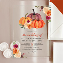 Bränt Orange och Burgunder Blommig Pumpa Bröllop