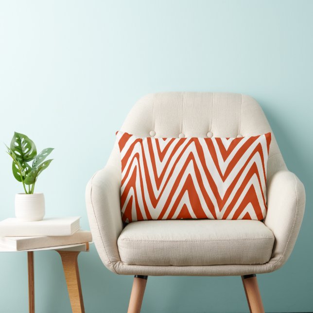Bränt Orange och Offwhite Zebradesign Kuddé Lumbarkudde (Stol)