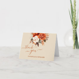 Bränt orange och rost blomster- och fototackkort tack kort
