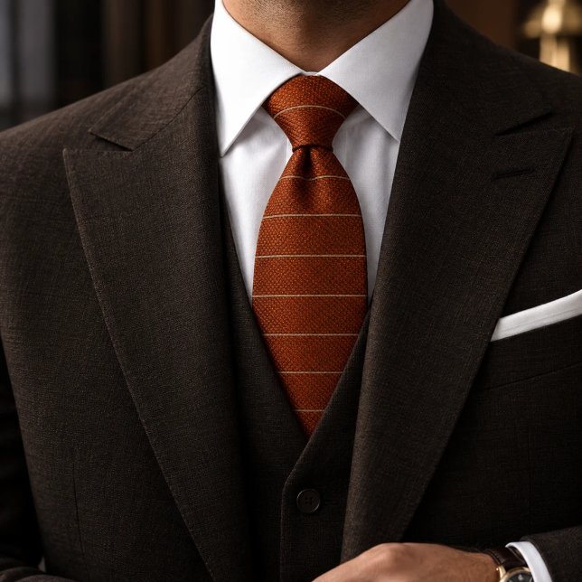 Bränt orange rost texturerad pinstripesljus slips (Skapare uppladdad)
