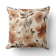 Bränt Orange Rostbrun Beige Akvarellblommor
