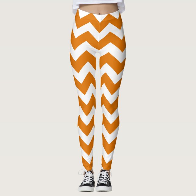 Bränt orange sparremönster leggings (Framsida)