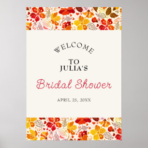 Bränt Orange Tropisk Hibiskus Flora Bröllopsdusch Poster