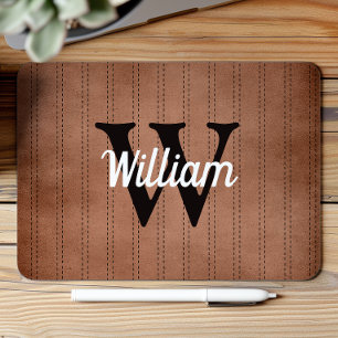 Bränt orange vintage pinstripet retro monogram musmatta