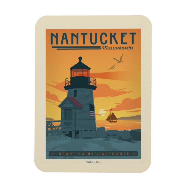 Brant Point Lighthouse | Nantucket MORSA Magnet (Vertikal)
