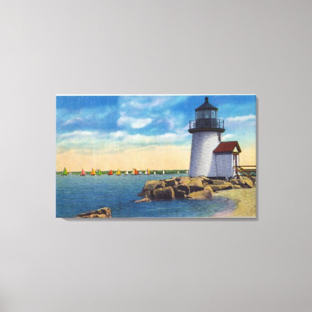 Brant Point Lighthouse-scen Canvastryck (Framsida)