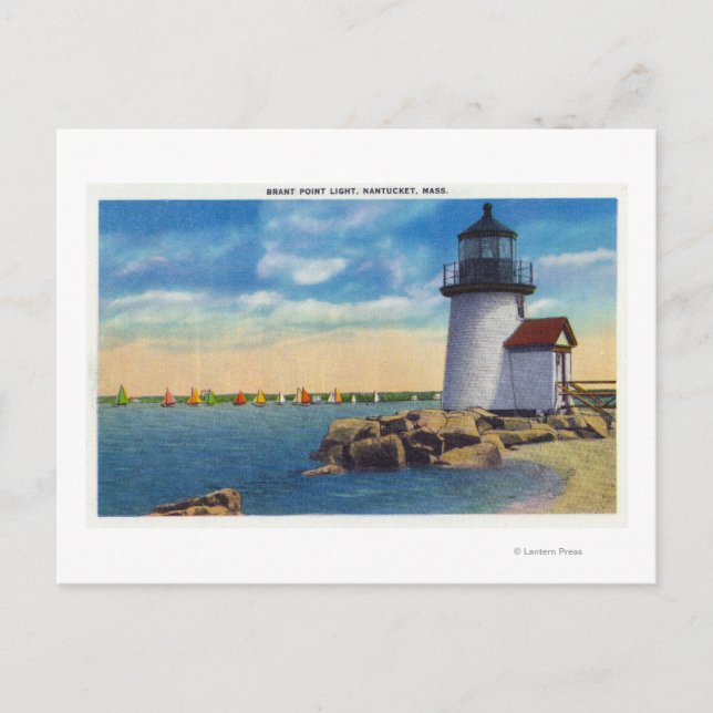 Brant Point Lighthouse-scen Vykort (Framsida)
