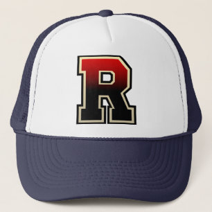 Bränt rött brev "R ", Keps