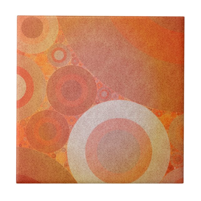 Bränt urblektt orange Retro mönster Kakelplatta (Framsidan)