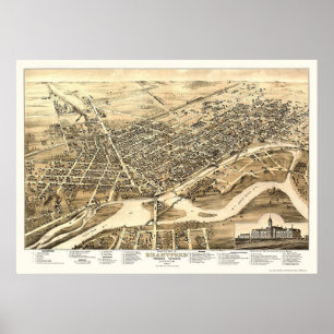 Brantford, ON, Kanada Panoramic Karta - 1875 Poster