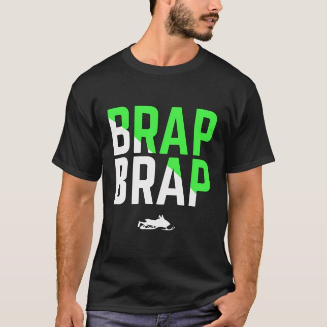 Brap Brap SnowMobile Hooded Grönt Edition T Shirt (Framsida)