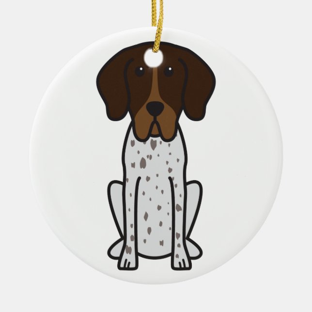 Braque Francais hundtecknad Julgransprydnad Keramik (Framsidan)