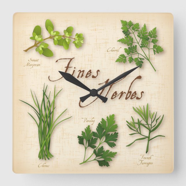Bras Herbes Wall Clock Fyrkantig Klocka (Framsida)