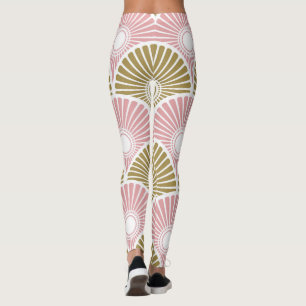 Bras och Rosa, halvcirkelvåg mönster Leggings