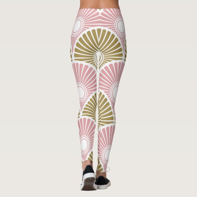 Bras och Rosa, halvcirkelvåg mönster Leggings (Baksida)
