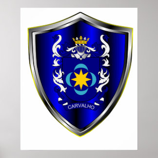 Brasão da família Carvalho em papel especial. Poster