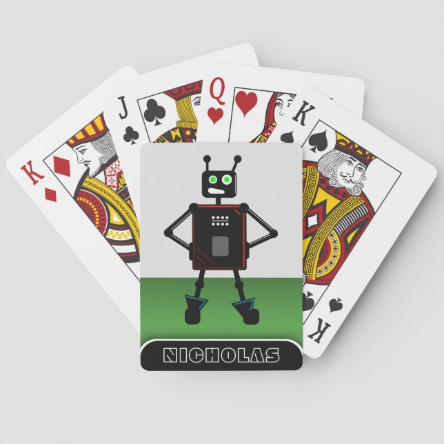 Brash robotgrönt - personligrobot casinokort (Baksidan)