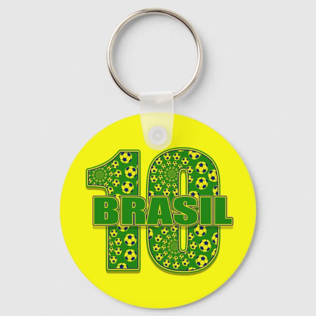 Brasil 10 - Brasilien nummer 10 fotbollsgåvor Nyckelring (Framsida)