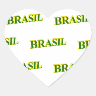 Brasil 3D Hjärtformat Klistermärke
