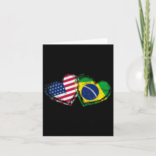 Brasil Amerikansk Flagga Hjärta Brasiliansk Amerik Kort