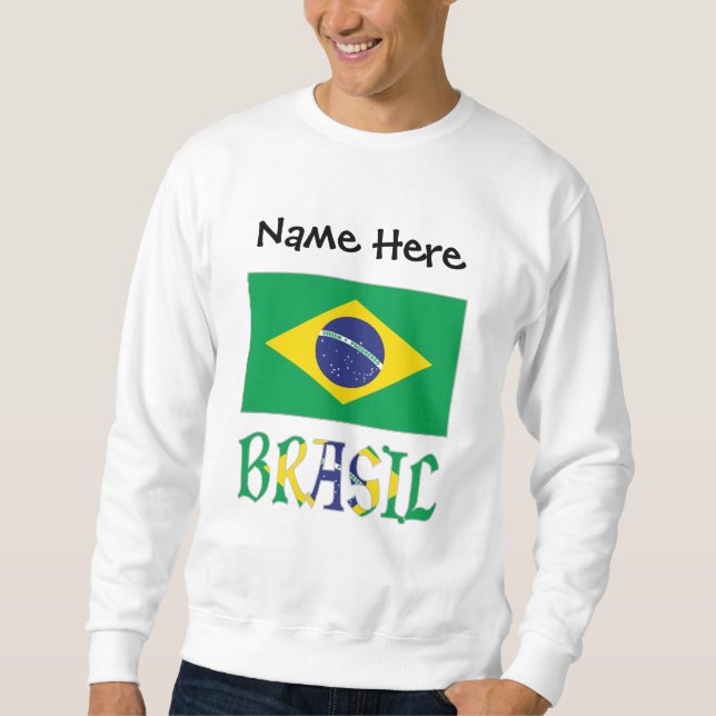 Brasil Bandera Brasil Personlig Lång Ärmad Tröja (Framsida)