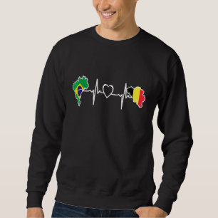 Brasil Belgien Flagga Brasiliansk Belgisk Hjärtbea Lång Ärmad Tröja