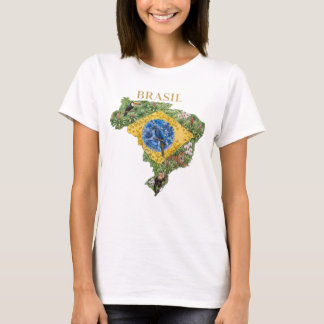 Brasil Botanical Map Wildlife Tropical T Shirt