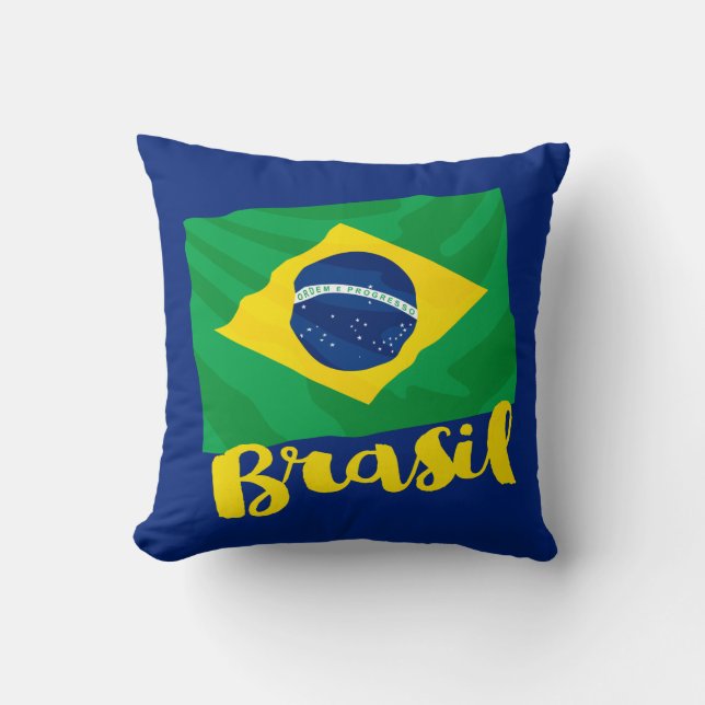 Brasil Brasil Flagga Kast Kudd Kudde (Framsida)