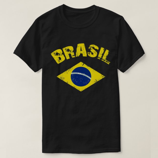 Brasil Brasiliansk Flagga Vintage Patriotic F T Shirt (Design framsida)