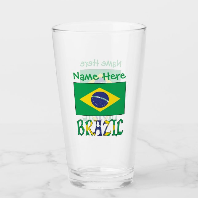 Brasil Brasilianska Flaggan Grön Personalisering  Glaskopp (Framsida)