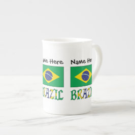 Brasil Brasilianska Flaggan Personligt Namn  Benporslin Mugg