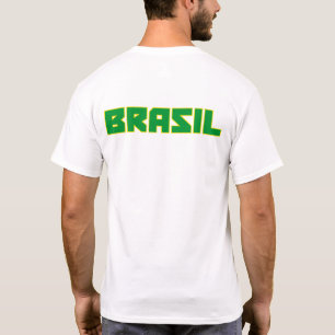 Brasil (Brasilien) fet text och flagga symbolskjor Tee