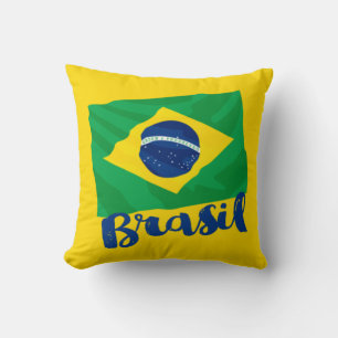 Brasil Brasilien Flagga Dekorativ kudde