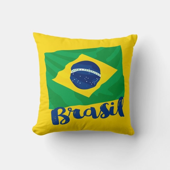 Brasil Brasilien Flagga Dekorativ kudde (Framsida)
