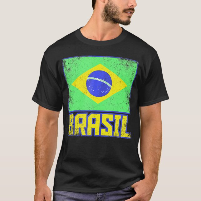 Brasil Brasilien Flagga Land Brasilianskt Pride T Shirt (Framsida)