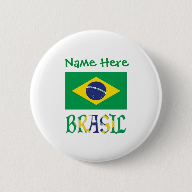 Brasil Brasilien flagga Personlig  Knapp (Framsida)
