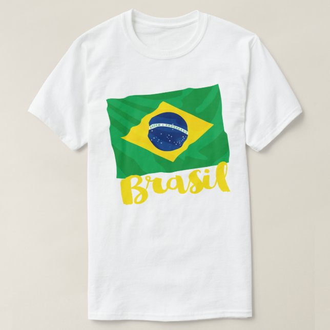 Brasil Brasilien Flagga T Shirt (Design framsida)