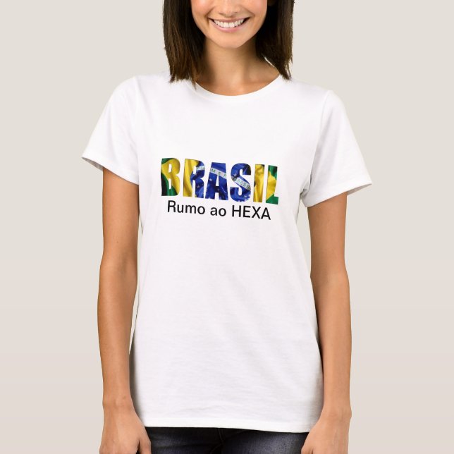 Brasil (Brasilien) Hexa Rumo ao Tee Shirt (Framsida)